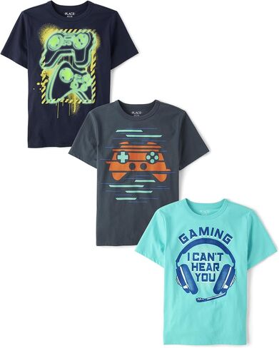 The Children's Place Boys' Gamer Short Sleeve Graphic T-Shirts,multipacks in Saudi Arabia
