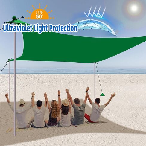 UMARDOO Family Beach Tent Canopy Sun Shade Portable 10×10FT, Large Wind Resistance Beach Sun Shelter Easy Setup with Packable Carry Bag for Outdoor Travel UPF 50+ (Blue) in Kuwait