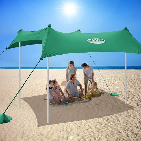 UMARDOO Family Beach Tent Canopy Sun Shade Portable 10×10FT, Large Wind Resistance Beach Sun Shelter Easy Setup with Packable Carry Bag for Outdoor Travel UPF 50+ (Blue) in Kuwait