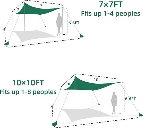 UMARDOO Family Beach Tent Canopy Sun Shade Portable 10×10FT, Large Wind Resistance Beach Sun Shelter Easy Setup with Packable Carry Bag for Outdoor Travel UPF 50+ (Blue) in Kuwait