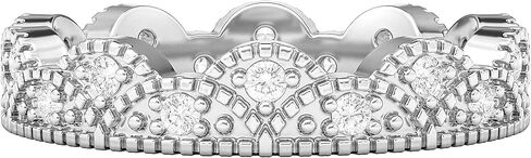 Sterling Silver Vintage Milgrain Eternity Band Simulated Diamond or Genuine Moissanite Ring Crown Wedding Band in Saudi Arabia