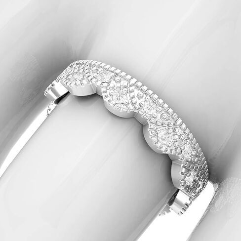 Sterling Silver Vintage Milgrain Eternity Band Simulated Diamond or Genuine Moissanite Ring Crown Wedding Band in Saudi Arabia