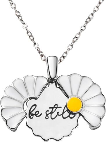 PANTIDE Christian Daisy Locket Necklace for Women - Be Still Engraved Faith Religious Necklace Inspirational Stainless Steel Jewelry Birthday Gift in Kuwait