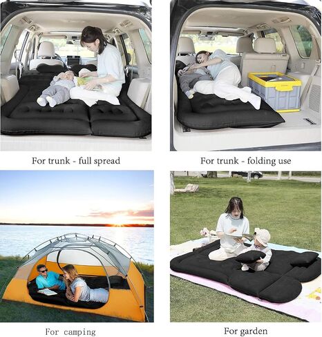 SAYGOGO SUV Air Mattress Camping Bed Cushion Pillow Inflatable Thickened Car Air Bed Mattress with Electric Air Pump Portable Sleeping Pad for Travel Camping Upgraded Version Black in Kuwait