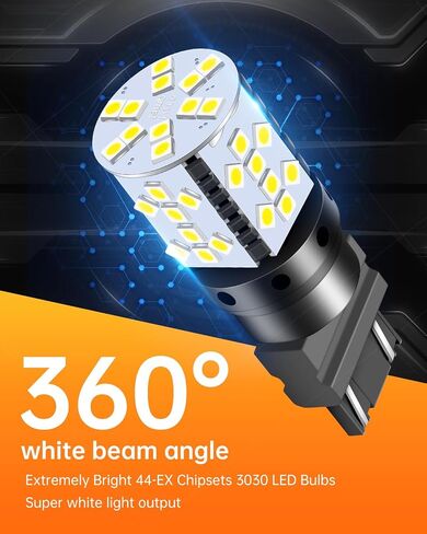 شرائح LUYED 2 X 2700 Lumens شديدة السطوع 1157 3030 44-EX 1157 2057 2357 7528LED تستخدم للأضواء العكسية الاحتياطية، أبيض زينون (ألمع LED في السوق) in Saudi Arabia