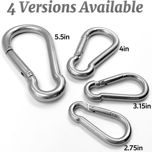 Locking Carabiner Clips, Stainless Steel Spring Snap Hook Locking Carabiner Heavy Duty - 304 Premium Stainless Steel Thumb Screw Carabiner Clip in Saudi Arabia
