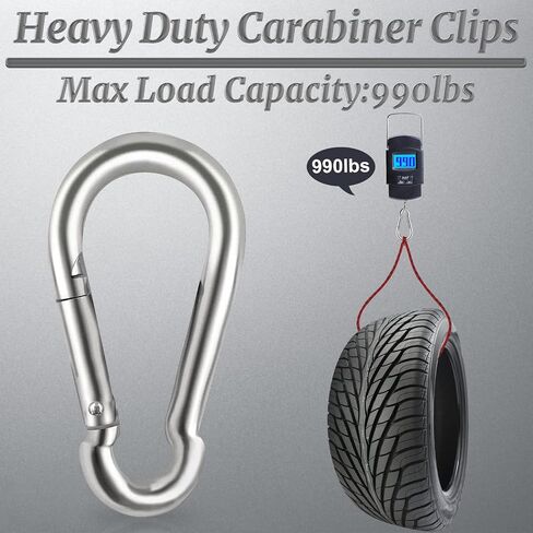 Locking Carabiner Clips, Stainless Steel Spring Snap Hook Locking Carabiner Heavy Duty - 304 Premium Stainless Steel Thumb Screw Carabiner Clip in Saudi Arabia