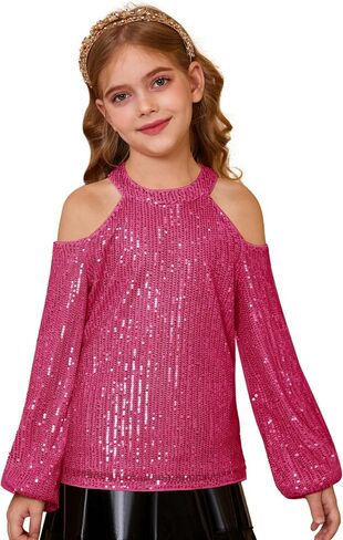 GRACE KARIN Girls Sequin Tops Long Sleeve Sparkle Glitter Shirt Blouse Size 5-12 in Saudi Arabia