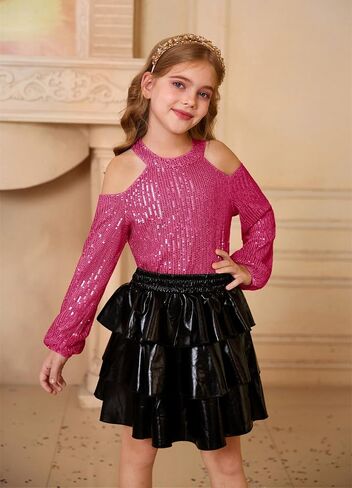 GRACE KARIN Girls Sequin Tops Long Sleeve Sparkle Glitter Shirt Blouse Size 5-12 in Saudi Arabia