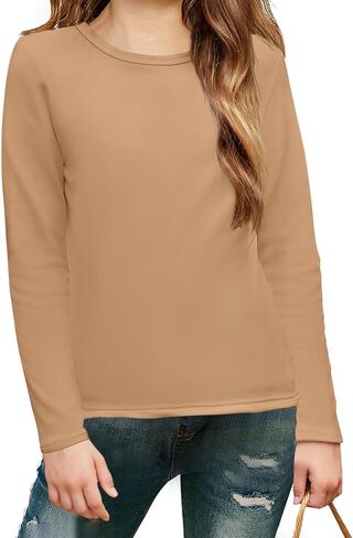 Arshiner Girls Long Sleeve Shirts Thermal Crew Neck Tunic Basic Tops Blouse Tee 3-12 Years in Saudi Arabia