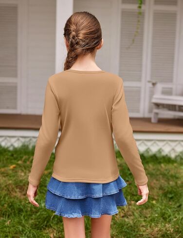 Arshiner Girls Long Sleeve Shirts Thermal Crew Neck Tunic Basic Tops Blouse Tee 3-12 Years in Saudi Arabia