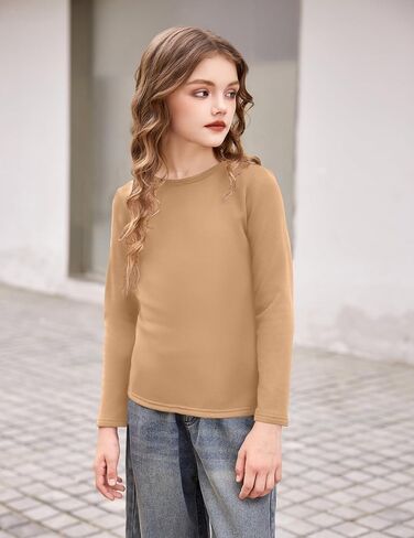 Arshiner Girls Long Sleeve Shirts Thermal Crew Neck Tunic Basic Tops Blouse Tee 3-12 Years in Saudi Arabia