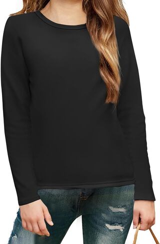 Arshiner Girls Long Sleeve Shirts Thermal Crew Neck Tunic Basic Tops Blouse Tee 3-12 Years in Saudi Arabia