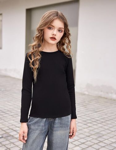 Arshiner Girls Long Sleeve Shirts Thermal Crew Neck Tunic Basic Tops Blouse Tee 3-12 Years in Saudi Arabia