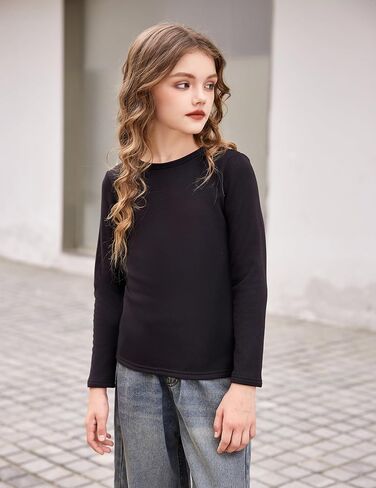 Arshiner Girls Long Sleeve Shirts Thermal Crew Neck Tunic Basic Tops Blouse Tee 3-12 Years in Saudi Arabia