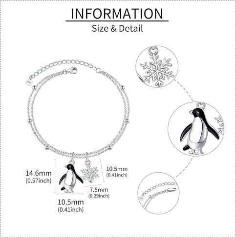 Penguin Bracelets 925 Sterling Silver Penguin Gifts Adjustable Chain Bracelet Cute Animal Jewelry for Women Penguin Lovers Mom in Kuwait