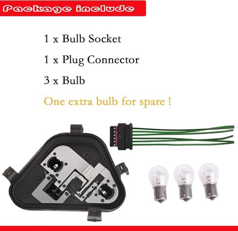 Driver Left Tail Lights Bulb Socket Panel & Plug Connector & Three Bulbs 63217313043 Compatible with BMW 3-Series 320i 328i 335i 328d 2012 2013 2014 2015 Rear Light Lamp Repair Board Kit in Saudi Arabia