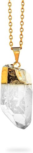 AYANA Clear Quartz Pendant Necklace for Women | The Most versatile, Multipurpose, Powerful Healing Stone | Crown Chakra | Aries Birthstone | Handmade with Ethically Sourced Raw Natural Pure Gemstone in Saudi Arabia