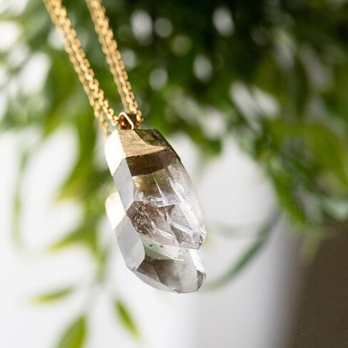 AYANA Clear Quartz Pendant Necklace for Women | The Most versatile, Multipurpose, Powerful Healing Stone | Crown Chakra | Aries Birthstone | Handmade with Ethically Sourced Raw Natural Pure Gemstone in Saudi Arabia