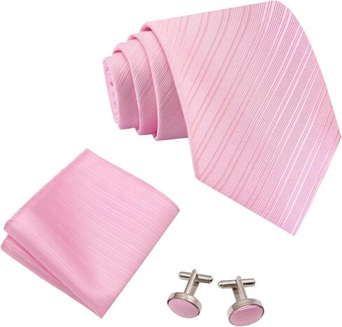 Mantieqingway 3Pcs Mens Ties Set, Striped Ties & Handkerchief & Cufflinks for Formal Business Prom Wedding School, Best Gifts in Saudi Arabia