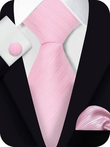 Mantieqingway 3Pcs Mens Ties Set, Striped Ties & Handkerchief & Cufflinks for Formal Business Prom Wedding School, Best Gifts in Saudi Arabia