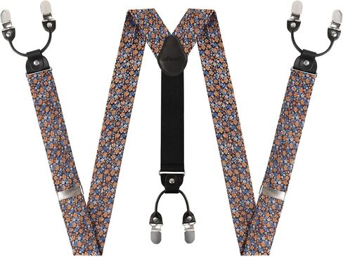 Alizeal Colorful Floral Pattern Suspenders and Self Tied Bow Tie for Men with Pocket Square Set in Saudi Arabia
