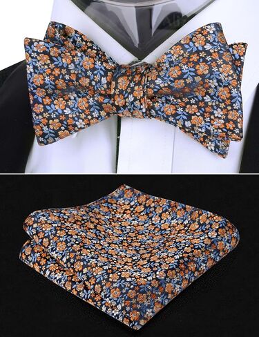 Alizeal Colorful Floral Pattern Suspenders and Self Tied Bow Tie for Men with Pocket Square Set in Saudi Arabia