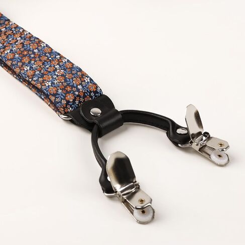 Alizeal Colorful Floral Pattern Suspenders and Self Tied Bow Tie for Men with Pocket Square Set in Saudi Arabia
