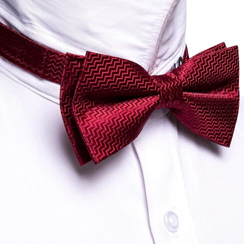 Barry.Wang Bow Ties for Men Solid Color Plaid Pre-tie Tuxedo Bowtie Set with Handkerchief Cufflinks Wedding Party in Saudi Arabia