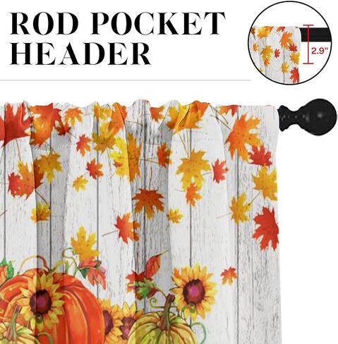 سقوط البرتقال اليقطين المطبخ نافذة الستائر الستارة والطبقة مجموعة 36 بوصة، الخريف خمر المائية أوراق القيقب 3 قطعة نافذة العلاج طبقات لغرفة المعيشة غرفة نوم ديكور المطبخ الستائر in Kuwait