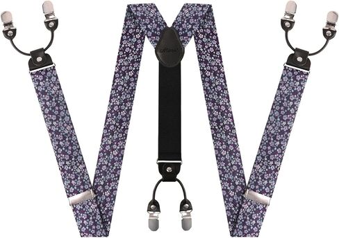 Alizeal Colorful Floral Pattern Suspenders and Self Tied Bow Tie for Men with Pocket Square Set in Saudi Arabia