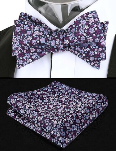 Alizeal Colorful Floral Pattern Suspenders and Self Tied Bow Tie for Men with Pocket Square Set in Saudi Arabia