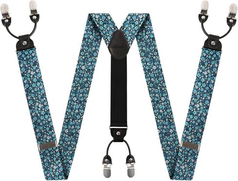 Alizeal Colorful Floral Pattern Suspenders and Self Tied Bow Tie for Men with Pocket Square Set in Kuwait