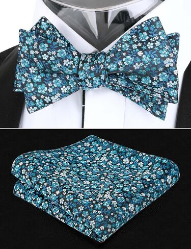 Alizeal Colorful Floral Pattern Suspenders and Self Tied Bow Tie for Men with Pocket Square Set in Kuwait