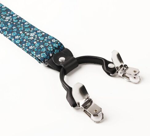 Alizeal Colorful Floral Pattern Suspenders and Self Tied Bow Tie for Men with Pocket Square Set in Kuwait