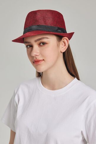 Gionforsy 5 Pack Mens Fedora Hat Classic 1920s قبعة قصيرة حافة فيدورا قبعات الصيف الشاطئ بنما قبعة للرجال والنساء in Kuwait