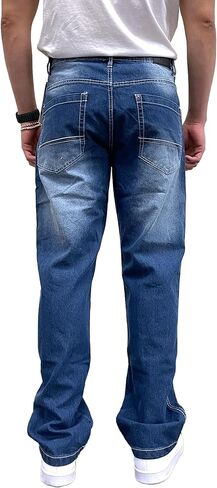 Southpole Men's Mid Rise Stretchable Straight Relaxed Fit Cross Hatch Denim Pants in Saudi Arabia