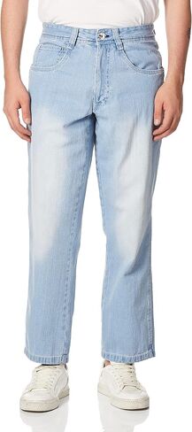 Southpole Men's Mid Rise Stretchable Straight Relaxed Fit Cross Hatch Denim Pants in Saudi Arabia