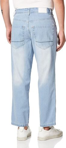 Southpole Men's Mid Rise Stretchable Straight Relaxed Fit Cross Hatch Denim Pants in Saudi Arabia