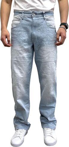 Southpole Men's Mid Rise Stretchable Straight Relaxed Fit Cross Hatch Denim Pants in Saudi Arabia