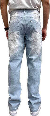 Southpole Men's Mid Rise Stretchable Straight Relaxed Fit Cross Hatch Denim Pants in Saudi Arabia