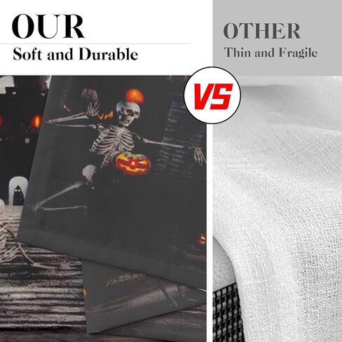 Halloween Castle Kitchen Curtains Skeleton Skull Window Curtains Valance and Tier Set 36 Inch, Funny Gothic Tree Rod Pocket Short Tier Curtain for Room, Horror Spooky Small Cafe Kitchen Decor in Saudi Arabia