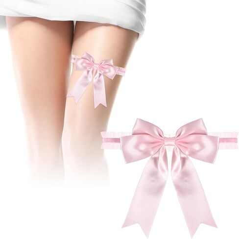 Bow Wedding Garters for Bride, Lace Garter Toss Elastic Garter Belt Satin Bow Tie Leg Ring for Women Girls in Kuwait