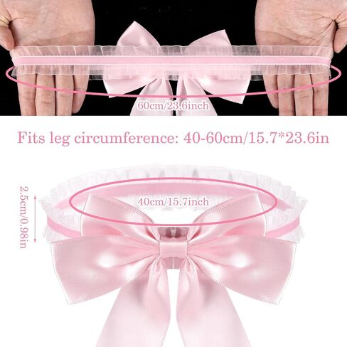 Bow Wedding Garters for Bride, Lace Garter Toss Elastic Garter Belt Satin Bow Tie Leg Ring for Women Girls in Kuwait