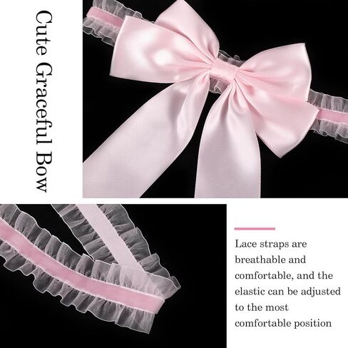 Bow Wedding Garters for Bride, Lace Garter Toss Elastic Garter Belt Satin Bow Tie Leg Ring for Women Girls in Kuwait