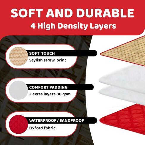 بطانية لحاف نزهة كبيرة جدًا من كاندي قصب (78 بوصة × 56 بوصة)، للاستخدام في الهواء الطلق، والتخييم، وبطانية شاطئ مقاومة للرمال، سجادة حديقة بتصميم أنيق من القش، قابلة للطي، محمولة، يمكن غسلها في الغسالة in Kuwait