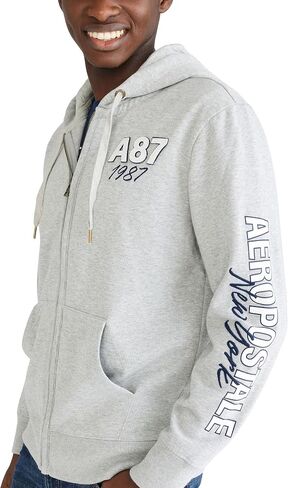 AEROPOSTALE Men's Aero Logo Full Zip Hoodie-Left Chest in Saudi Arabia