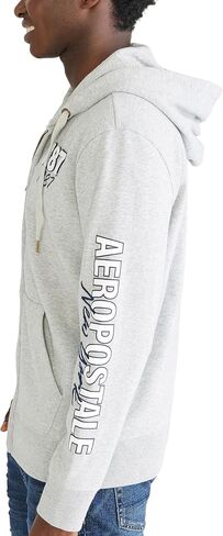 AEROPOSTALE Men's Aero Logo Full Zip Hoodie-Left Chest in Saudi Arabia