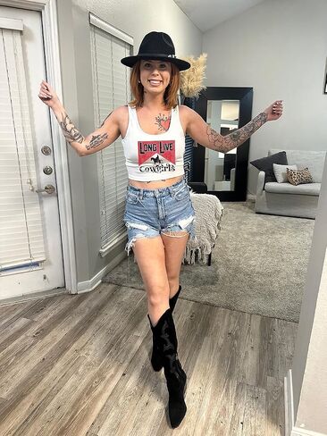 Country Concert Outfits for Women Cowgirl Tank Tops Western Cowboy Crop Tops Summer Cami Sleeveless Shirt in Kuwait