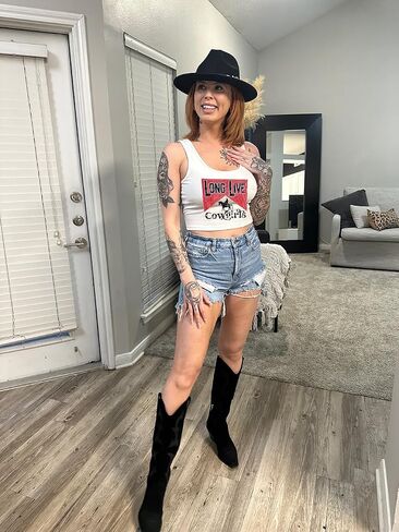Country Concert Outfits for Women Cowgirl Tank Tops Western Cowboy Crop Tops Summer Cami Sleeveless Shirt in Kuwait